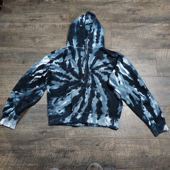 Tie Dye Jon Lauren Hoodie Sweatshirt Pullover Gray White Black Kangaroo Pocket M - Picture 2 of 16